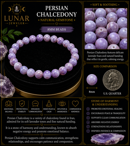 Persian Chalcedony Bracelet – 7.5" Elastic Bracelet