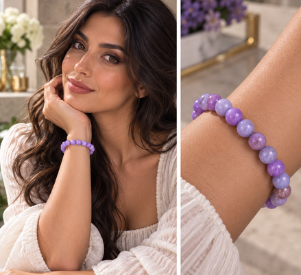 Persian Chalcedony Bracelet – 7.5" Elastic Bracelet