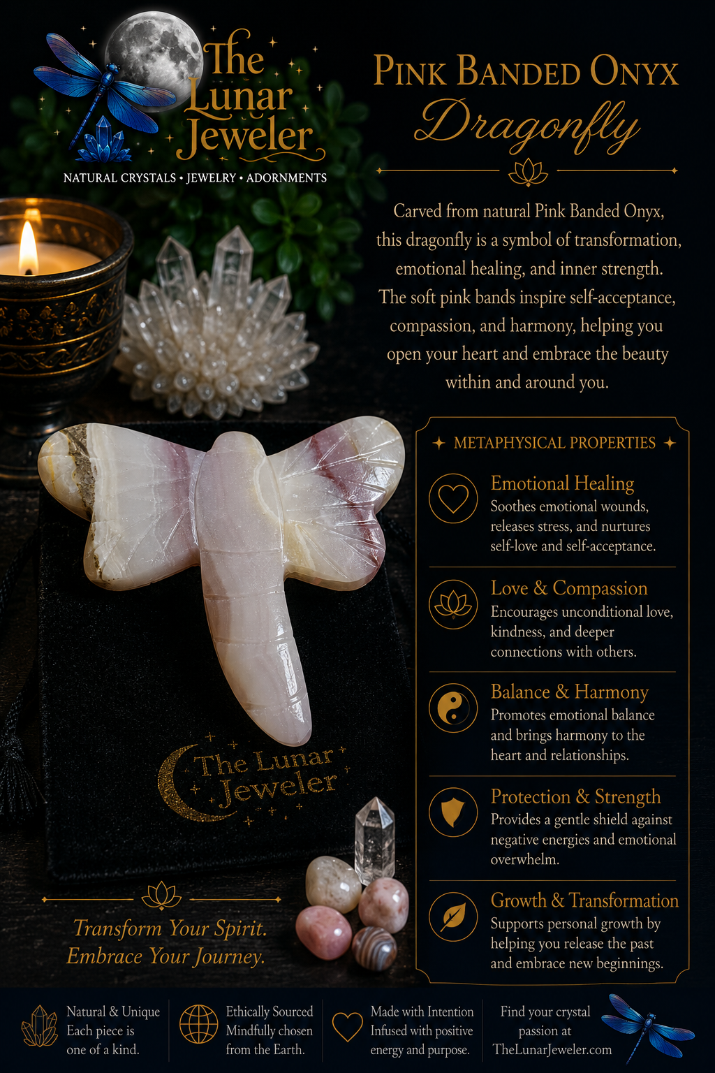 Hand-Carved Crystal Dragonfly – Natural Gemstone Dragonfly Carving