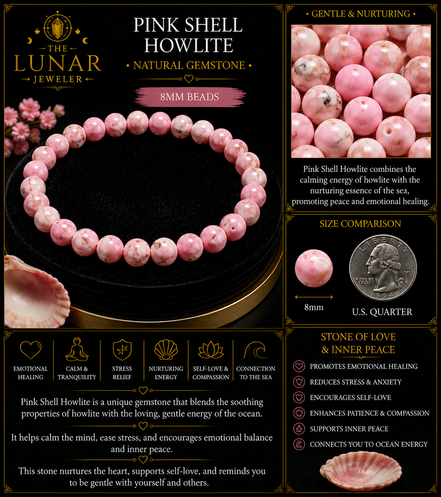 Pink Shell Howlite Bracelet – 7.5" Elastic Bracelet
