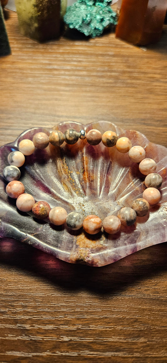 Pink Zebra Agate Bracelet