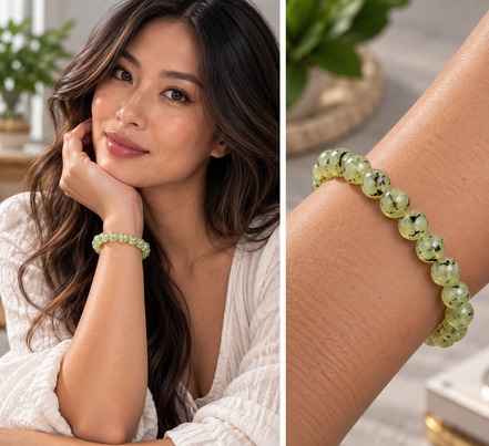 Prehnite Bracelet – 7.5" Elastic Bracelet