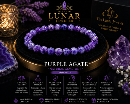 Purple Agate Bracelet – 7.5" Elastic Bracelet
