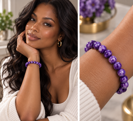 Purple Agate Bracelet – 7.5" Elastic Bracelet