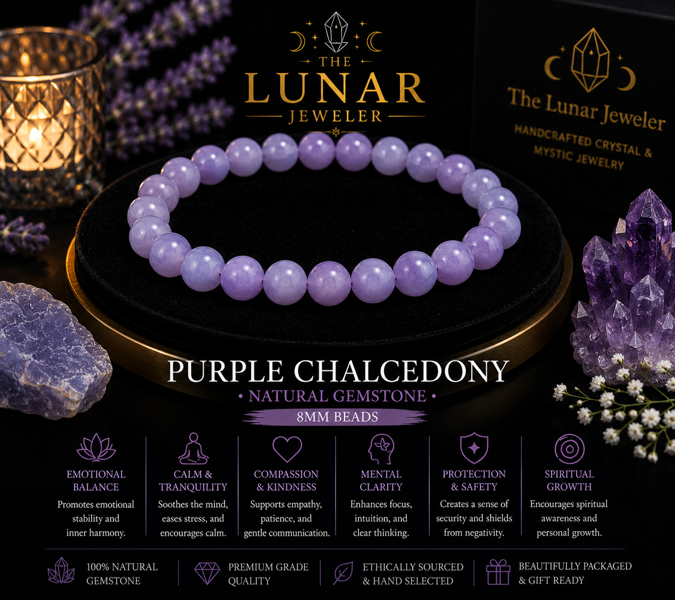 Purple Chalcedony Bracelet – 7.5