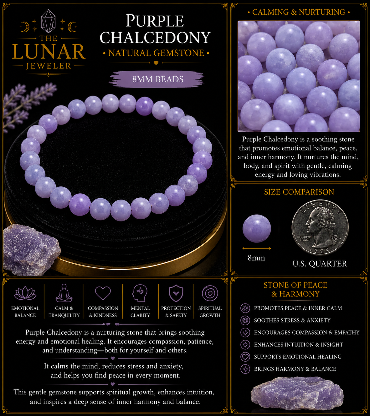 Purple Chalcedony Bracelet – 7.5