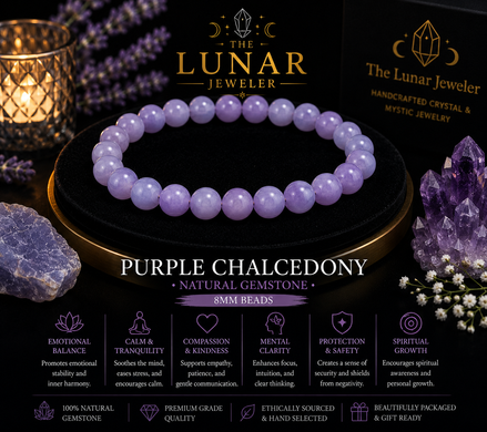 Purple Chalcedony Bracelet – 7.5" Elastic Bracelet