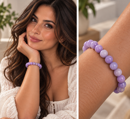 Purple Chalcedony Bracelet – 7.5" Elastic Bracelet