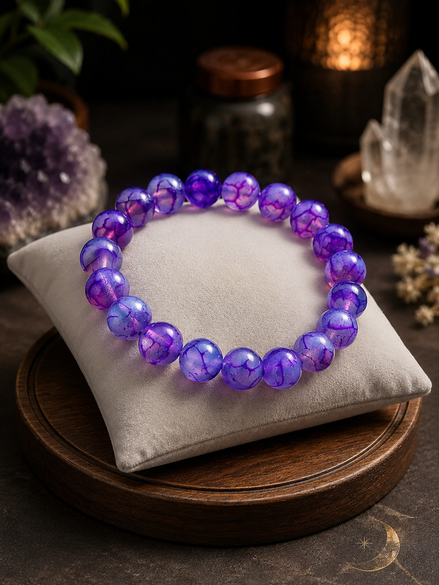Purple Dragon Agate Bracelet – 7.5" Elastic Bracelet