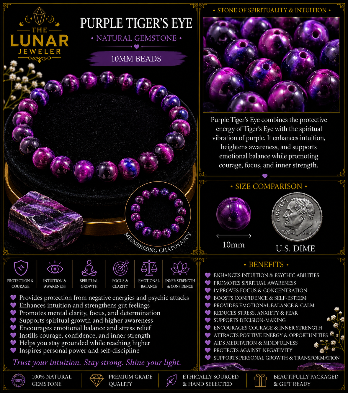 Purple Tiger's Eye Bracelet – 7.5