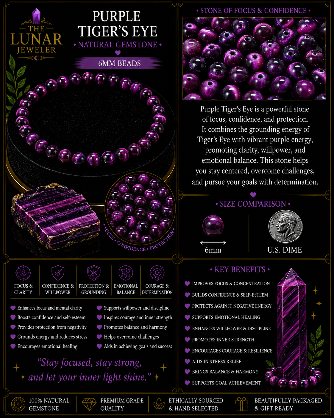 Purple Tiger's Eye Bracelet – 7.5