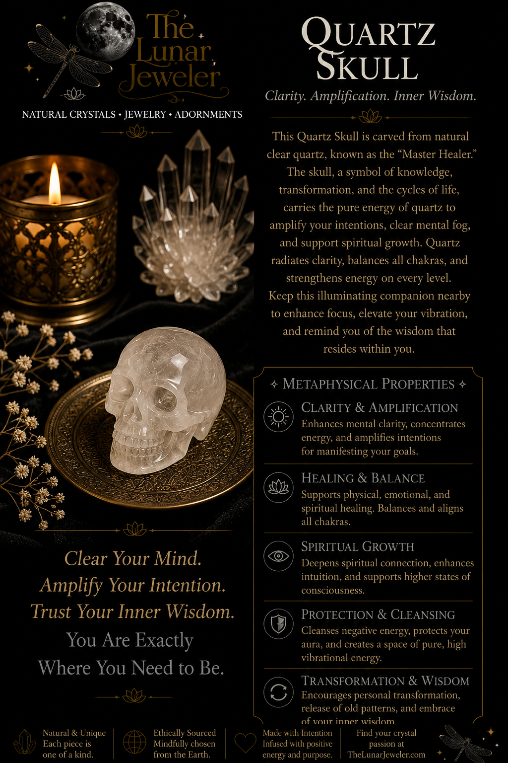 Crystal Skull Carving – Hand-Carved Natural Gemstone Skull