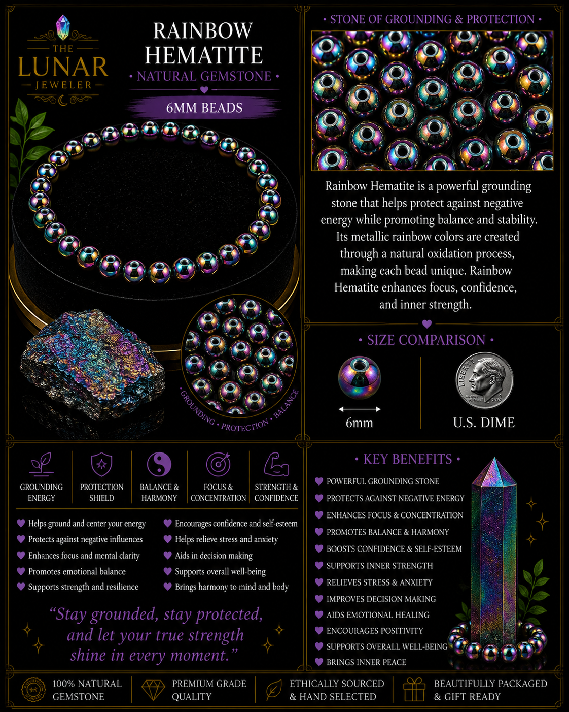 Rainbow Hematite Bracelet – 7.5