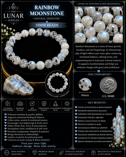 Rainbow Moonstone Bracelet – 7.5" Elastic Bracelet