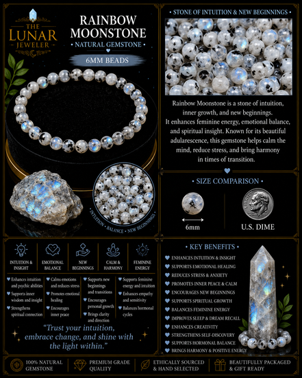 Rainbow Moonstone Bracelet – 7.5" Elastic Bracelet