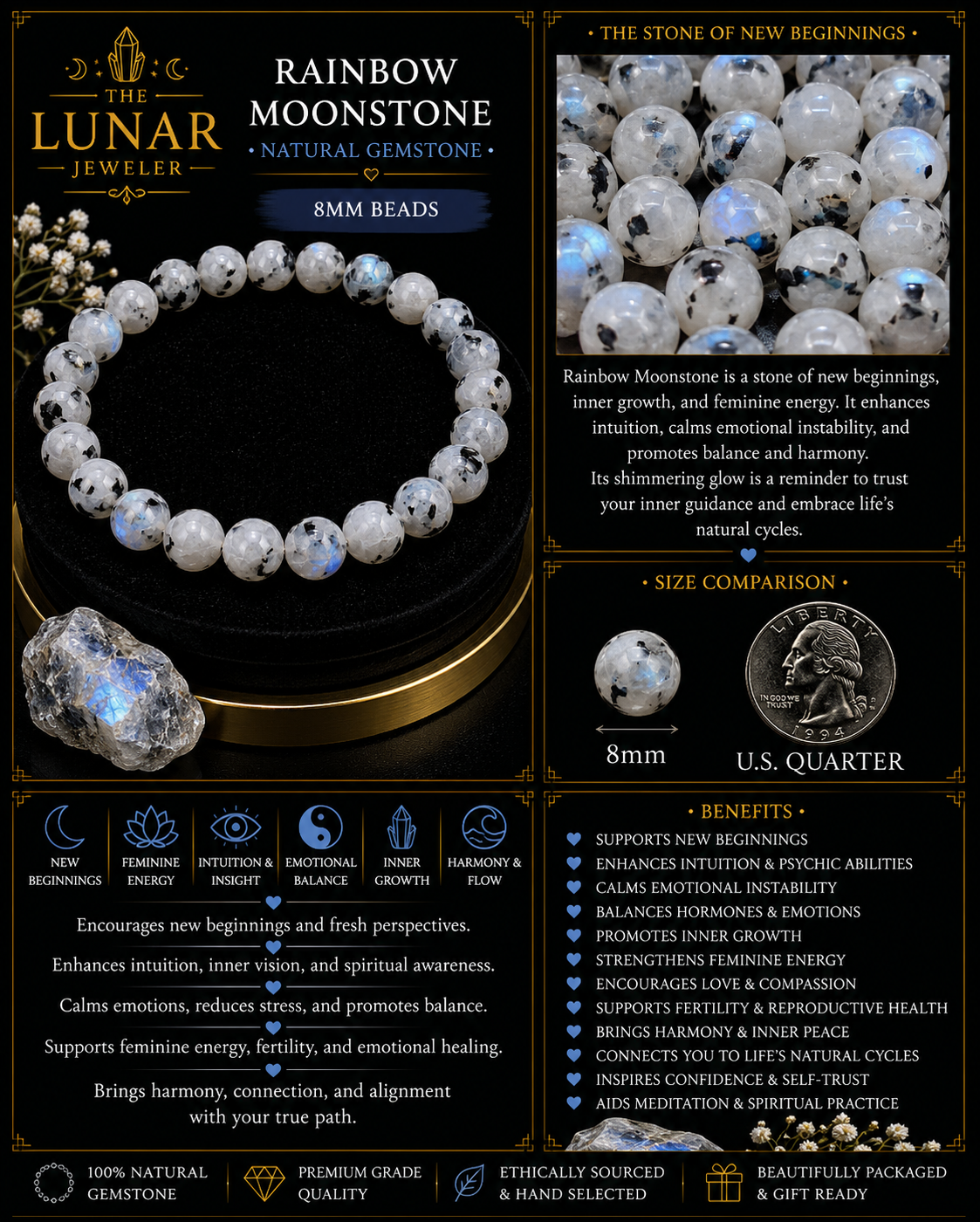 Rainbow Moonstone Bracelet – 7.5