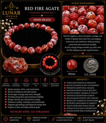 Red Fire Agate Bracelet – 7.5" Elastic Bracelet