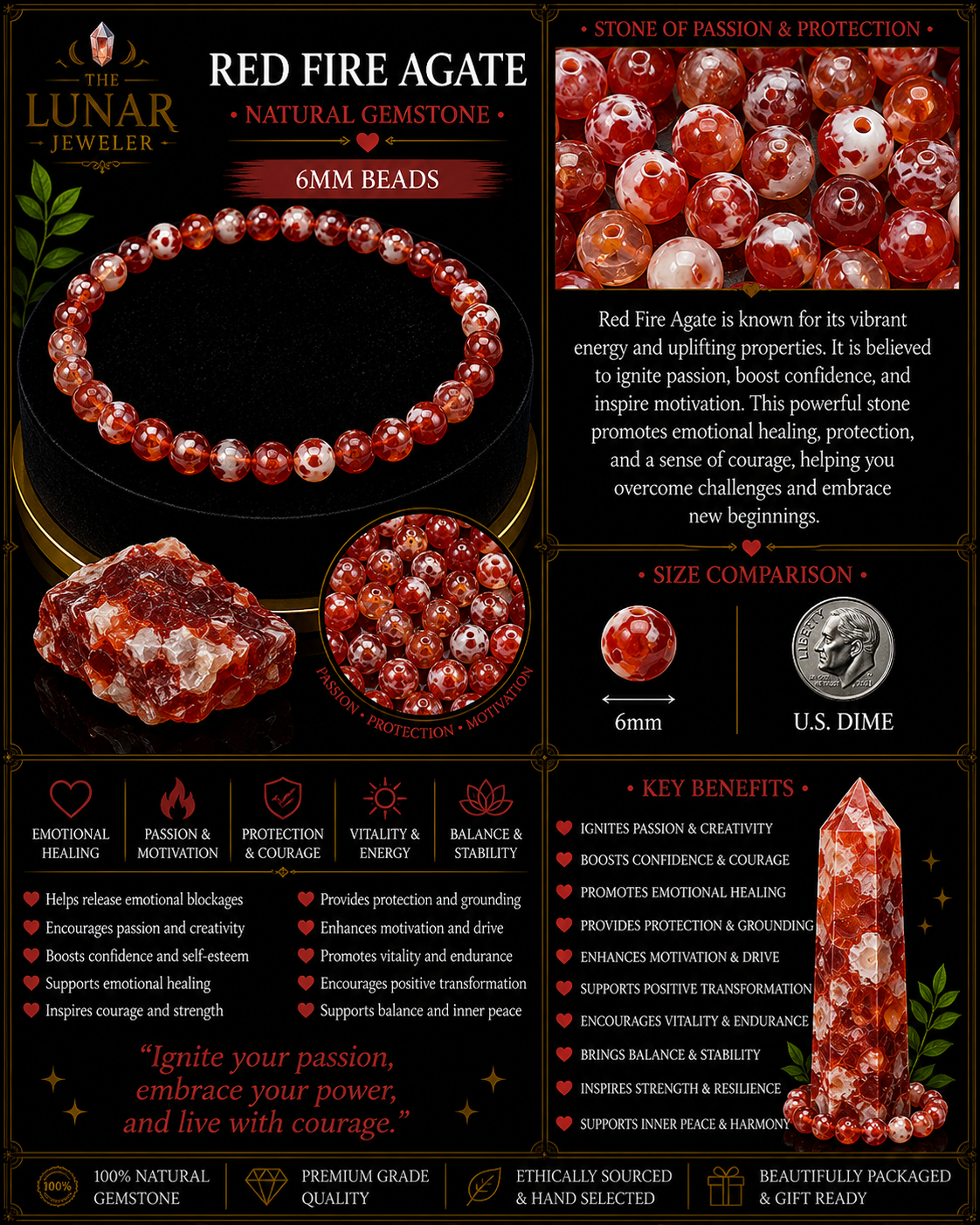 Red Fire Agate Bracelet – 7.5