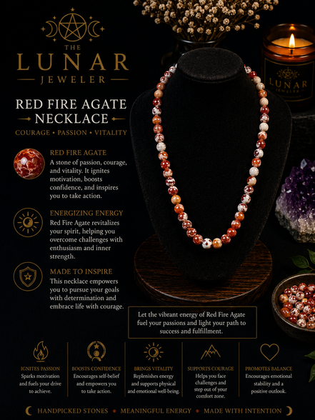 Red Fire Agate 6mm Beaded Necklace – 22" Steel Wire Necklace