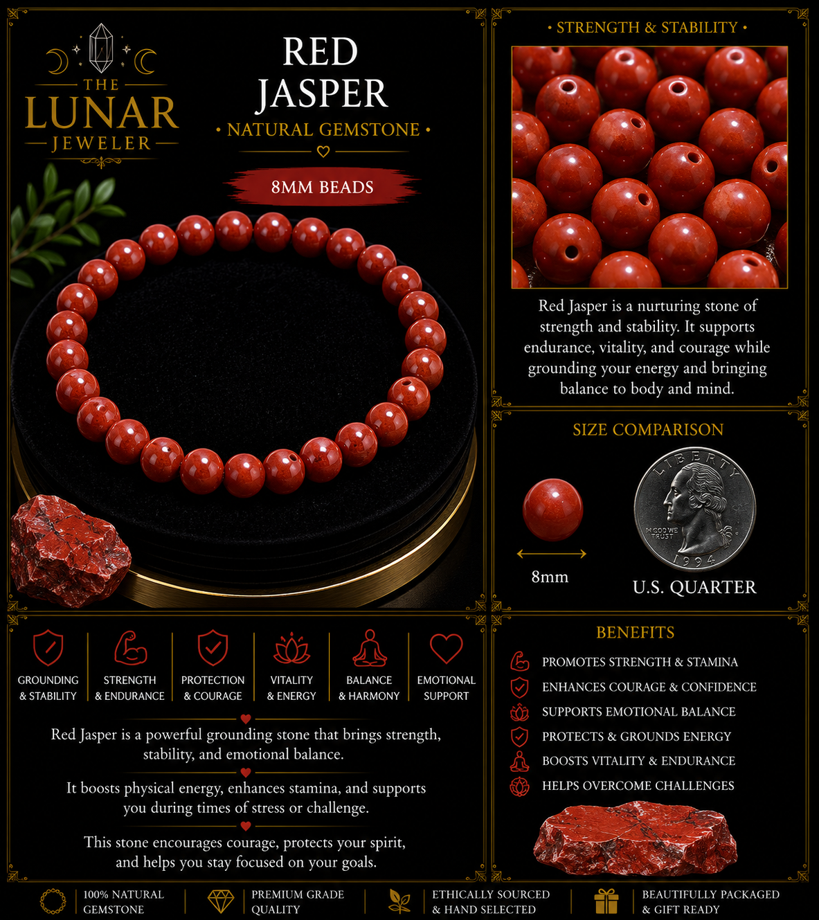 Red Jasper Bracelet – 7.5