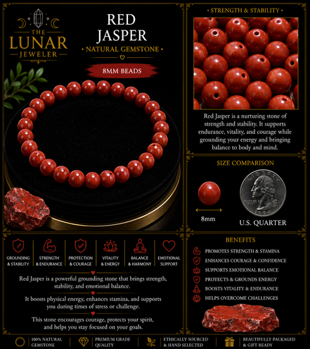 Red Jasper Bracelet – 7.5" Elastic Bracelet