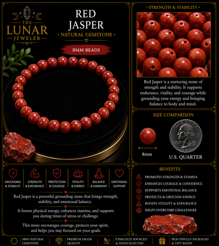 Red Jasper Bracelet – 7.5" Elastic Bracelet