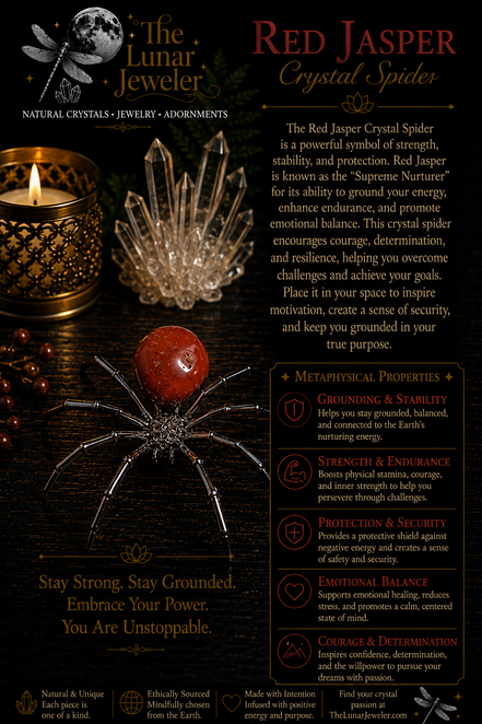 Crystal Spider – Natural Crystal Spider Carving with Zinc Alloy Body