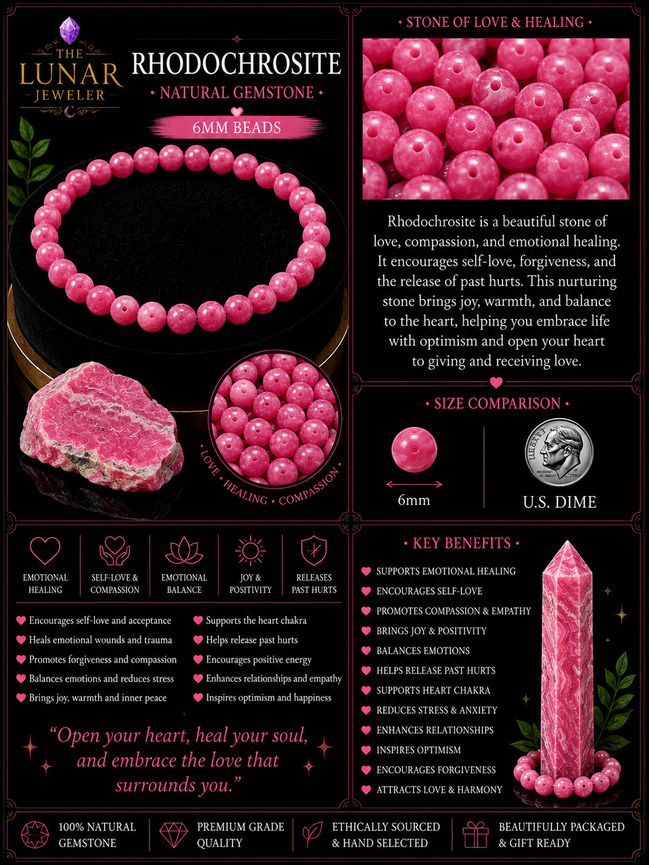 Rhodochrosite Bracelet – 7.5" Elastic Bracelet