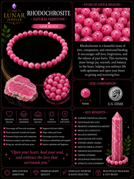 Rhodochrosite Bracelet – 7.5" Elastic Bracelet