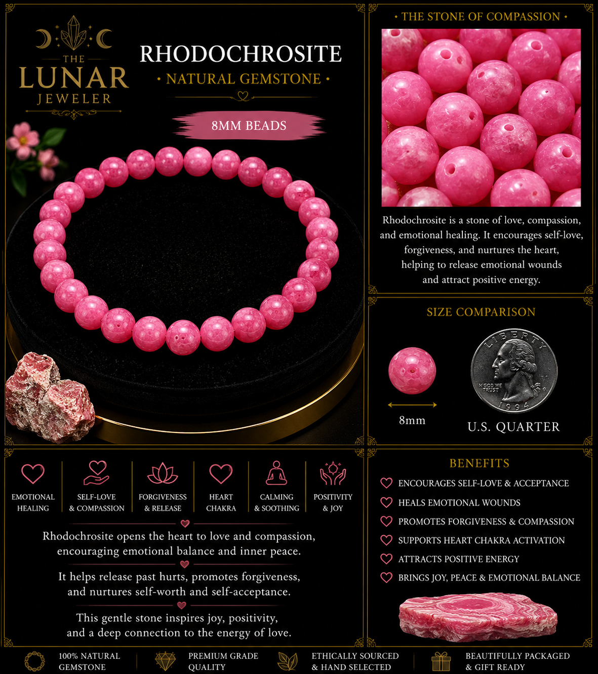 Rhodochrosite Bracelet – 7.5