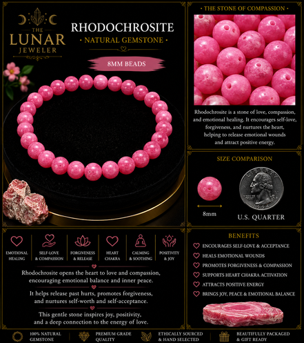 Rhodochrosite Bracelet – 7.5" Elastic Bracelet