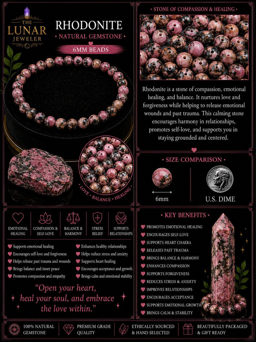 Rhodonite Bracelet – 7.5