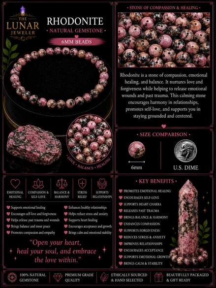 Rhodonite Bracelet – 7.5" Elastic Bracelet