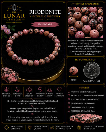 Rhodonite Bracelet – 7.5" Elastic Bracelet