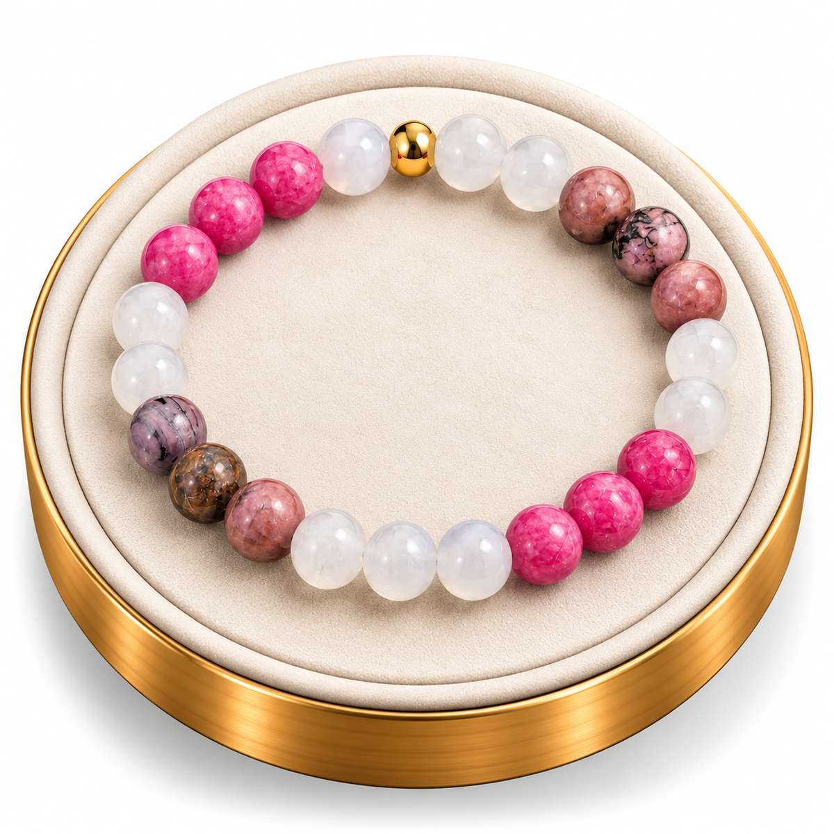 Rose Quartz, Rhodonite & Rhodochrosite Bracelet – 7.5
