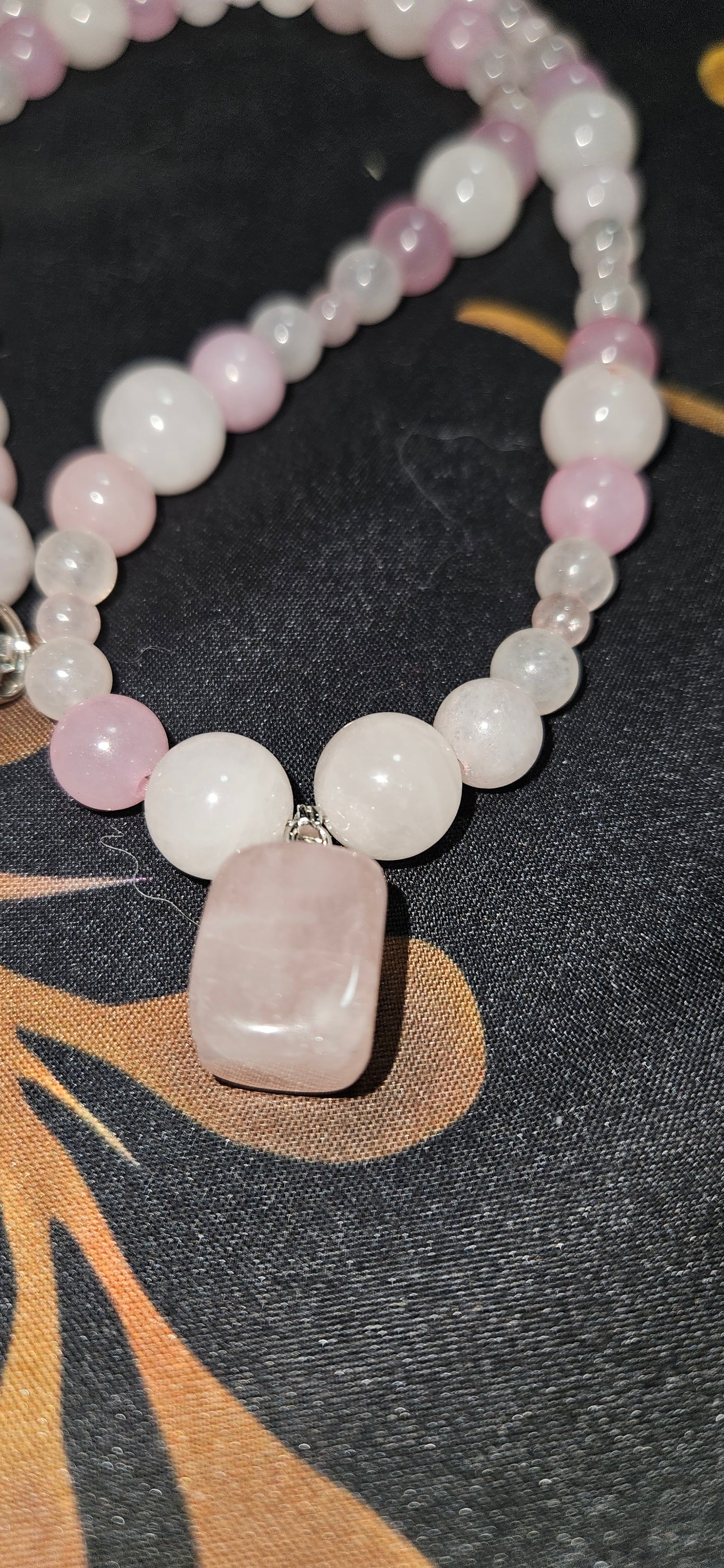 Rose Quartz necklace with Rose Quartz Tumbled Pendant