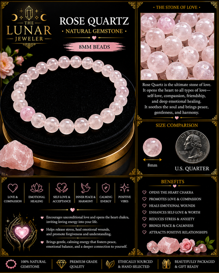 Rose Quartz Bracelet – 7.5" Elastic Bracelet