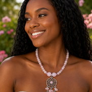 Rose Quartz Dreamcatcher Necklace – 22