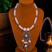 Rose Quartz Dreamcatcher Necklace – 22