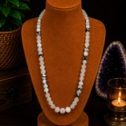 Rose Quartz, Moonstone & Cherry Blossom Jasper Beaded Necklace – 22