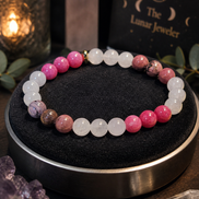Rose Quartz, Rhodonite & Rhodochrosite Bracelet – 7.5