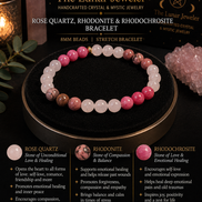 Rose Quartz, Rhodonite & Rhodochrosite Bracelet – 7.5