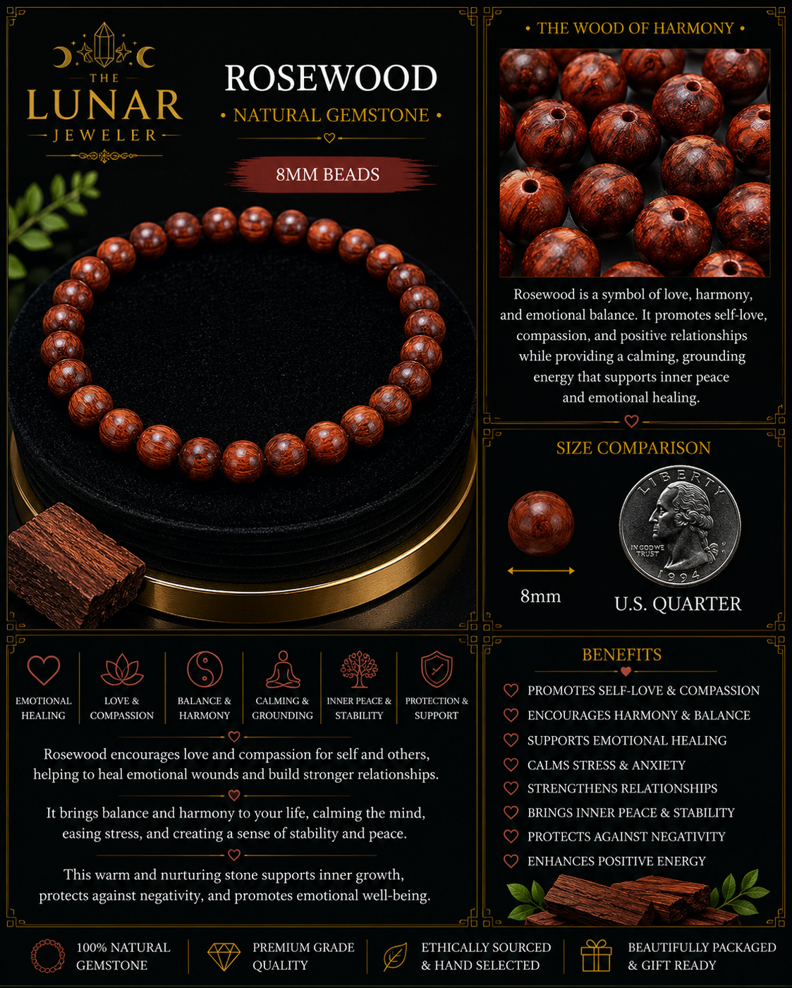 Rosewood Bracelet – 7.5