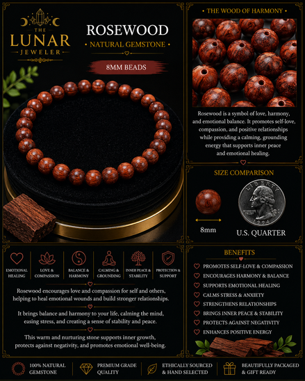 Rosewood Bracelet – 7.5" Elastic Bracelet