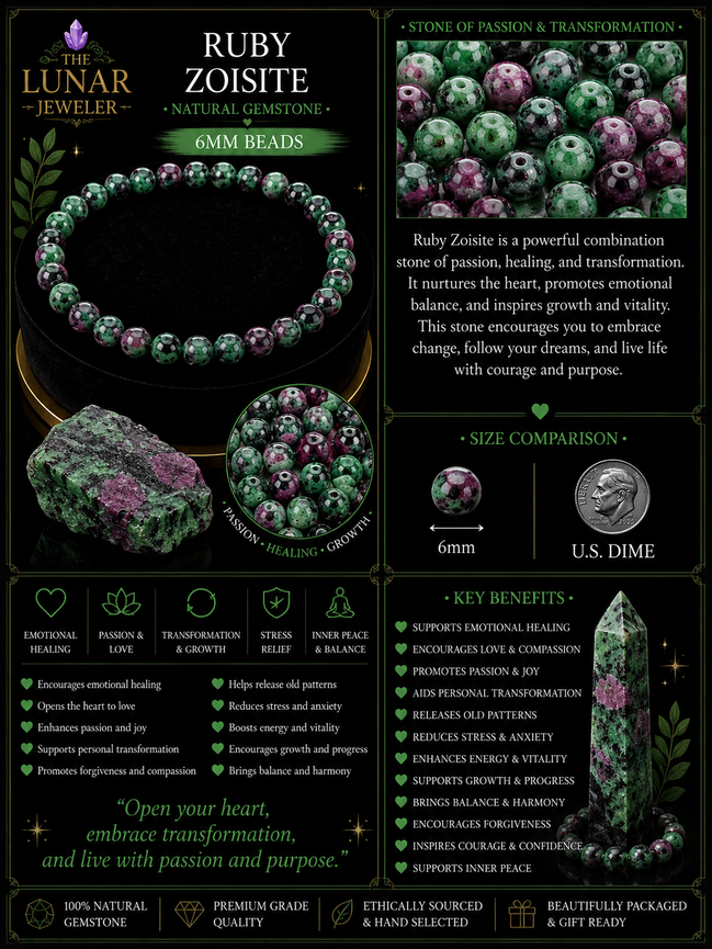 Ruby Zoisite Bracelet – 7.5" Elastic Bracelet