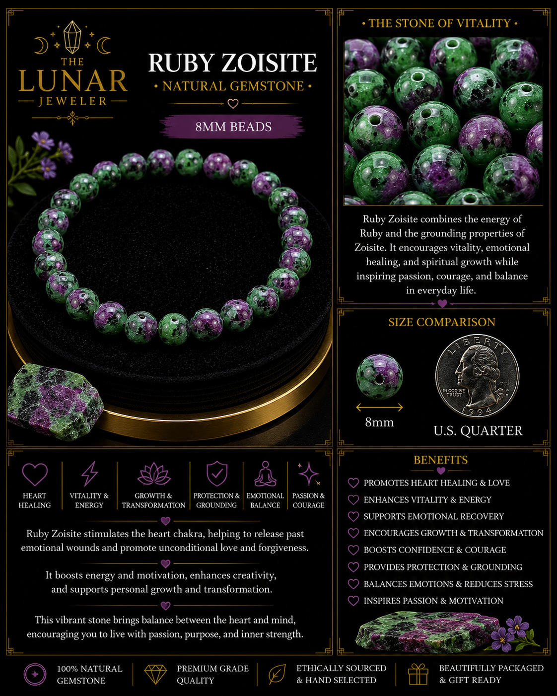 Ruby Zoisite Bracelet – 7.5