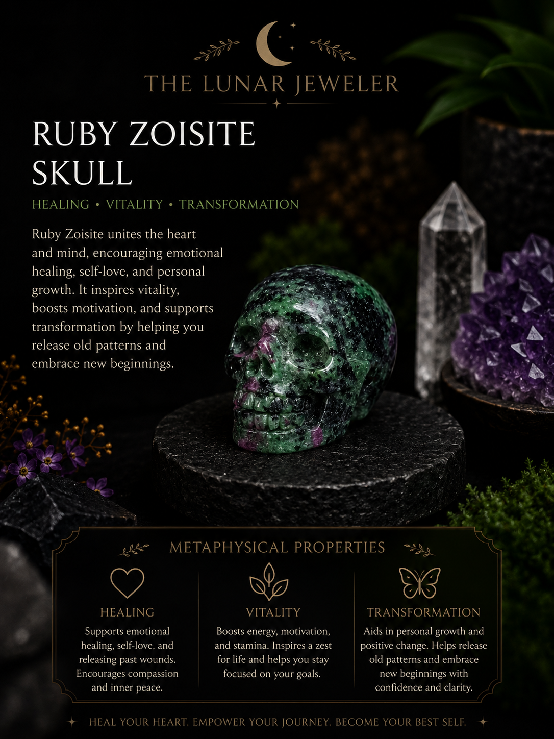 Crystal Skull Carving – Hand-Carved Natural Gemstone Skull
