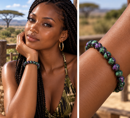 Ruby Zoisite Bracelet – 7.5" Elastic Bracelet