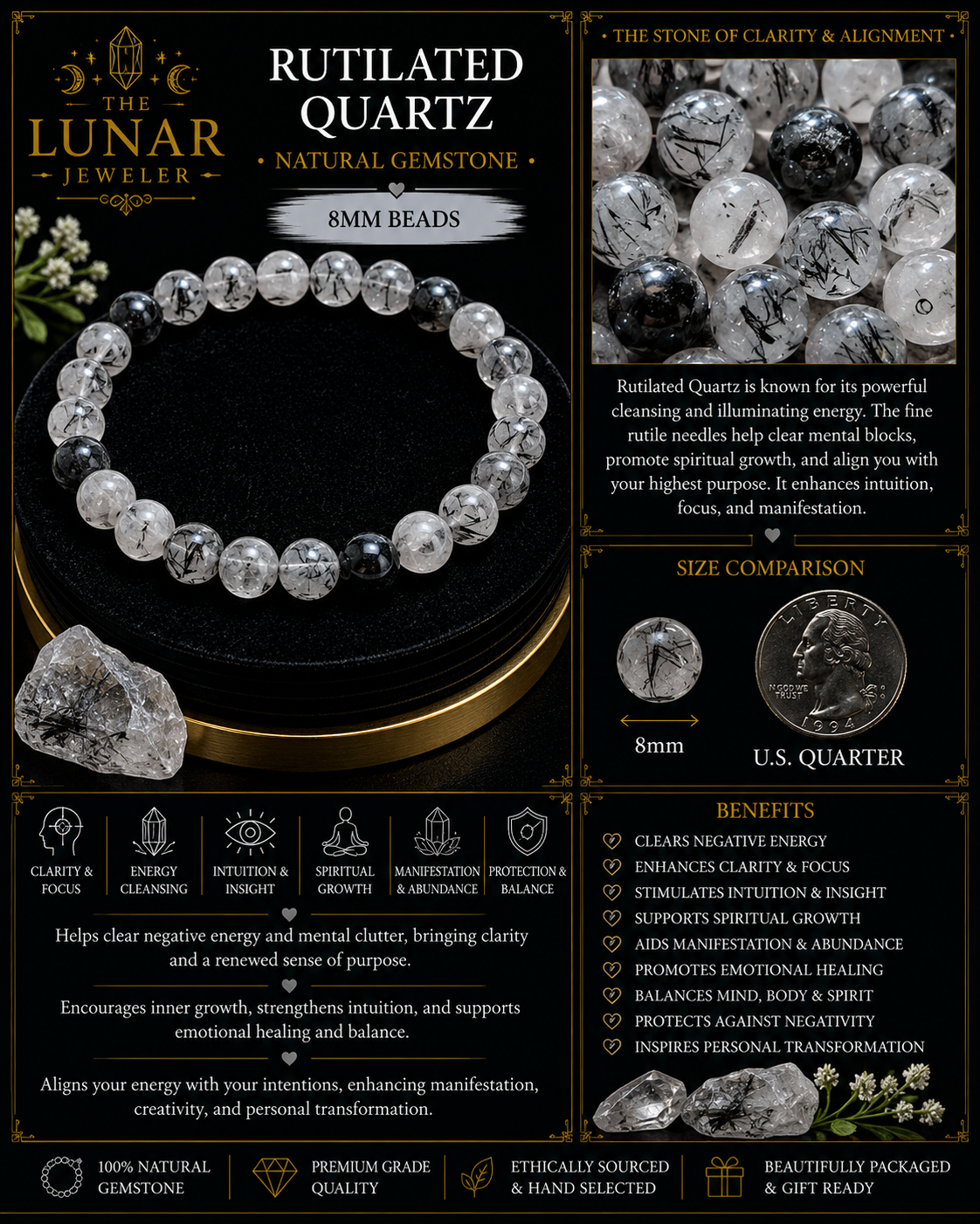 Rutilated Quartz Bracelet – 7.5