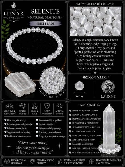 Selenite Bracelet – 7.5" Elastic Bracelet